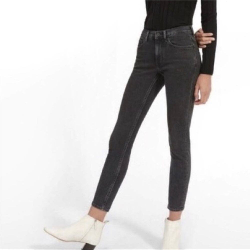 Everlane Black Raw Hem Ankle Crop Straight Leg Jeans Size 24